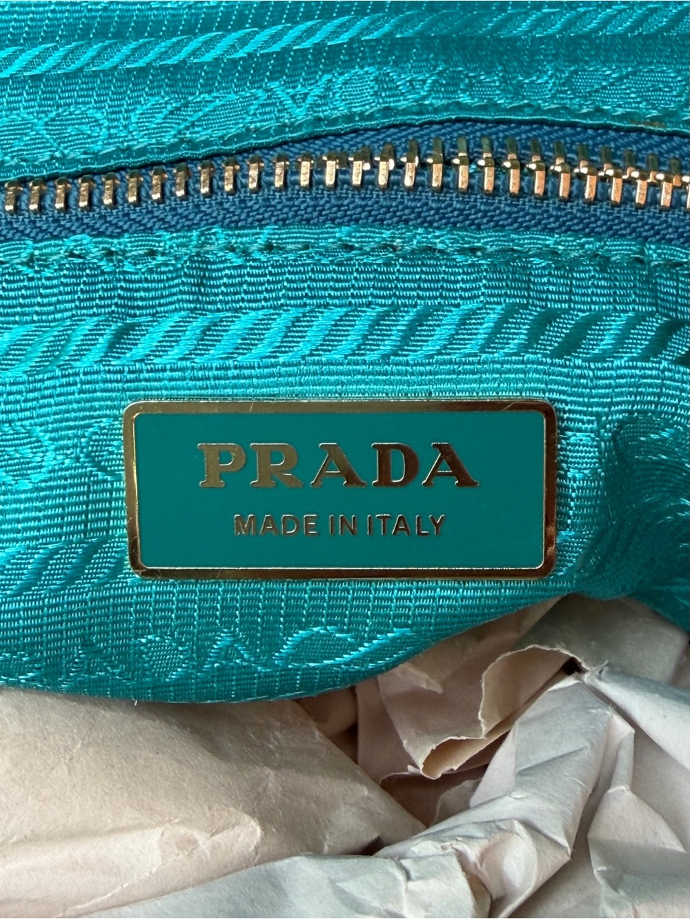PRADA TURQUOISE QUILTED WITH COA CARD DUSTBAG AND LONG STRAP - Picture 7 of 16